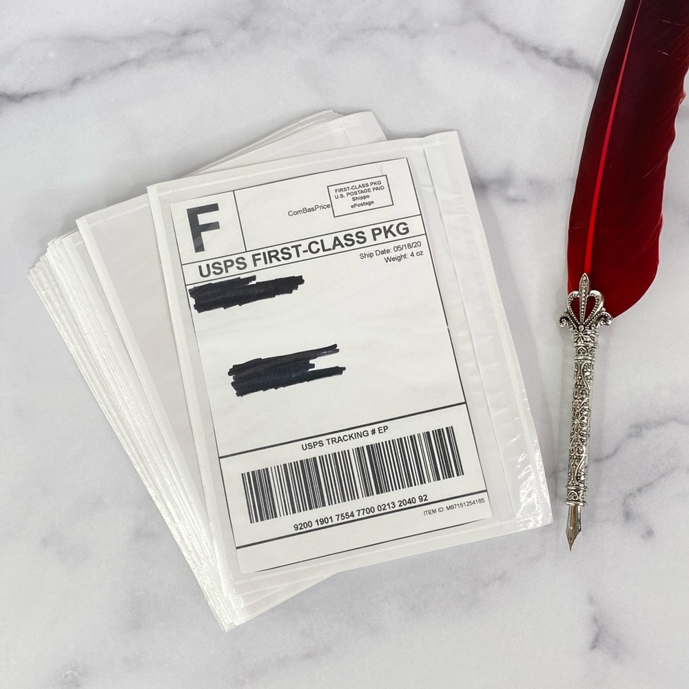 25 (7.5 X 5.5) Clear Postage Invoice Label Pockets PRICE IS FIRM - Picture 8 of 9